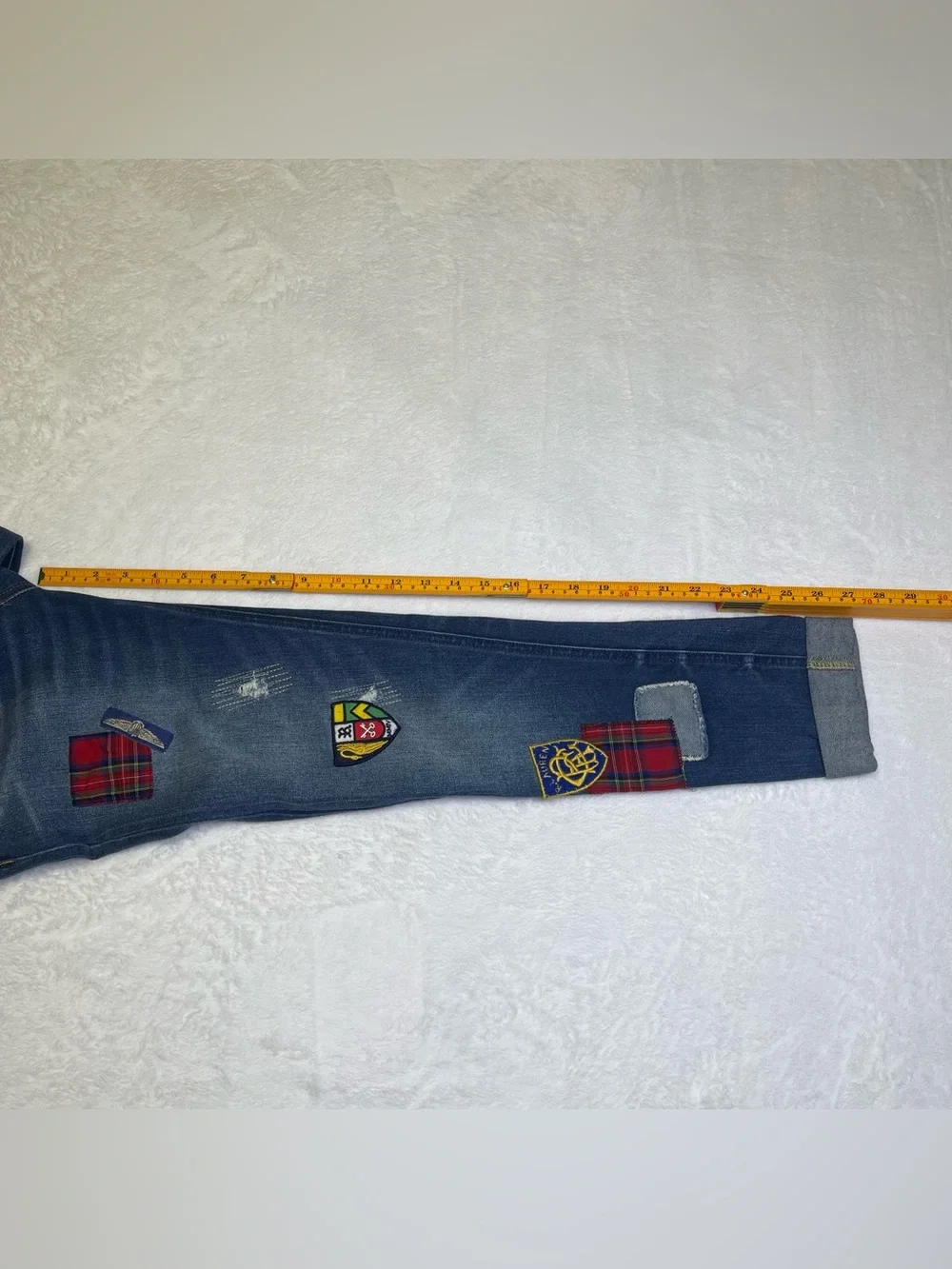 Polo Ralph Lauren Girls Size 16 Jemma Super Skinny Jeans Patchwork Crest